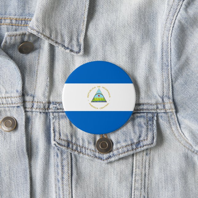 Badge Rond 7,6 Cm Drapeau du Nicaragua (En situation)