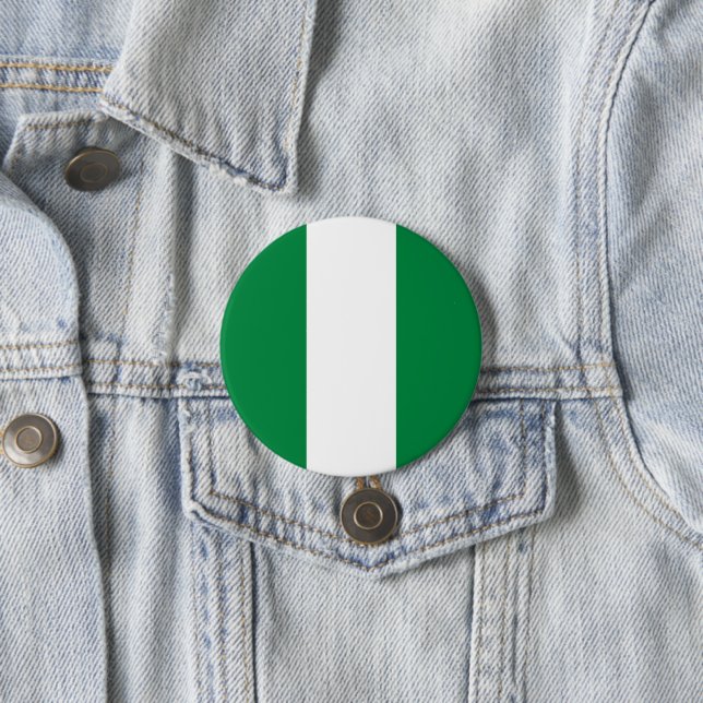 Badge Rond 7,6 Cm Drapeau du Nigeria (En situation)