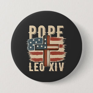Badge Rond 7,6 Cm Drapeau du Pape Léon XIV Église chrétienne Da Pope