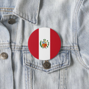 Badge Rond 7,6 Cm Drapeau du Pérou
