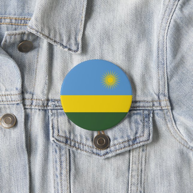 Badge Rond 7,6 Cm Drapeau du Rwanda (En situation)