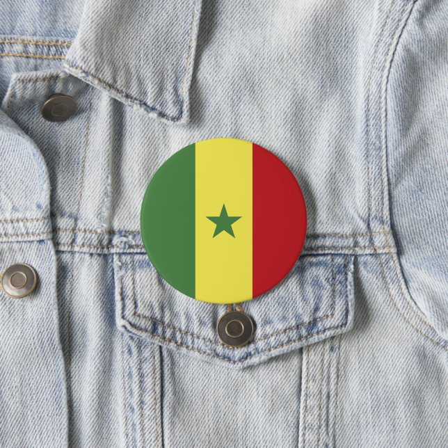 Badge Rond 7,6 Cm drapeau du Sénégal (En situation)