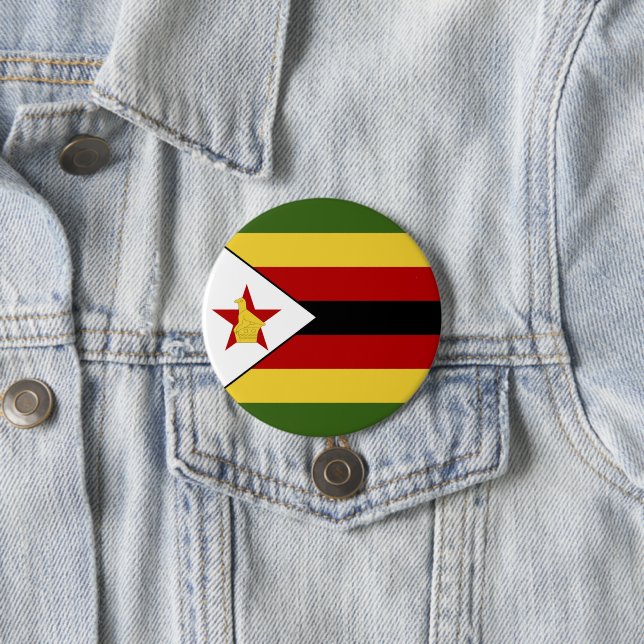 Badge Rond 7,6 Cm drapeau du Zimbabwe (En situation)