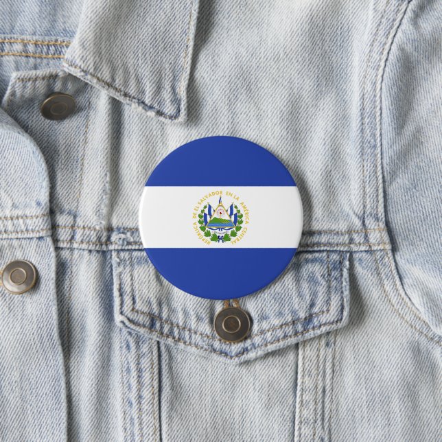 Badge Rond 7,6 Cm Drapeau El Salvador (En situation)