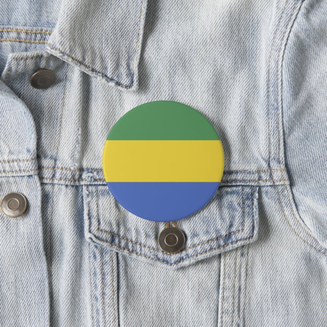 Badge Rond 7,6 Cm Drapeau Gabon (En situation)