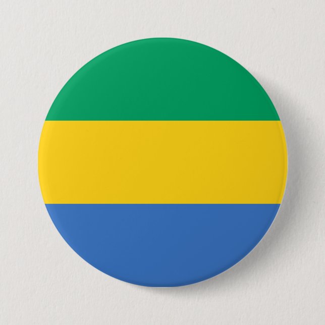 Badge Rond 7,6 Cm Drapeau gabonais (Gabon) (Devant)