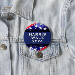 Badge Rond 7,6 Cm Drapeau Harris Walz 2024 USA