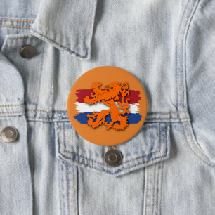 Badge Rond 7,6 Cm Drapeau hollandais Orange Lion Team Hollande