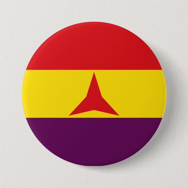 Badge Rond 7,6 Cm Drapeau international des brigades (Guerre civile  (Devant)