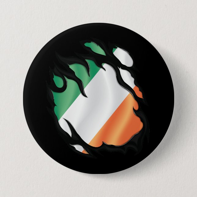 Badge Rond 7,6 Cm Drapeau irlandais déchiré (Devant)