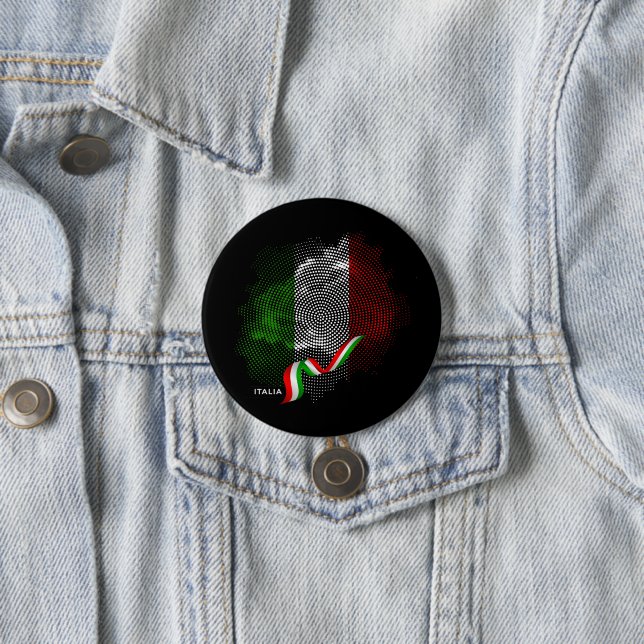 Badge Rond 7,6 Cm Drapeau italien (En situation)