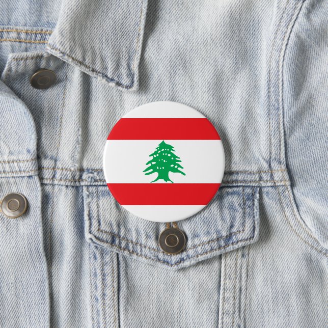 Badge Rond 7,6 Cm Drapeau Libanais (Drapeau du Liban) (En situation)
