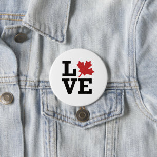 Badge Rond 7,6 Cm Drapeau Love Canada Maple Leaf