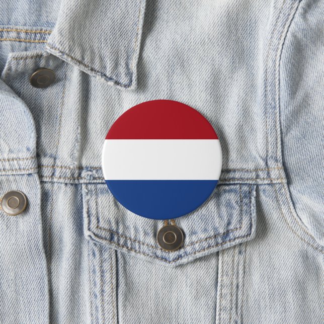 Badge Rond 7,6 Cm Drapeau néerlandais (En situation)