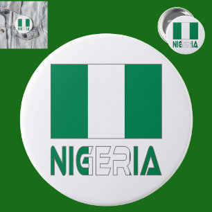 Badge Rond 7,6 Cm Drapeau nigérian et Nigeria