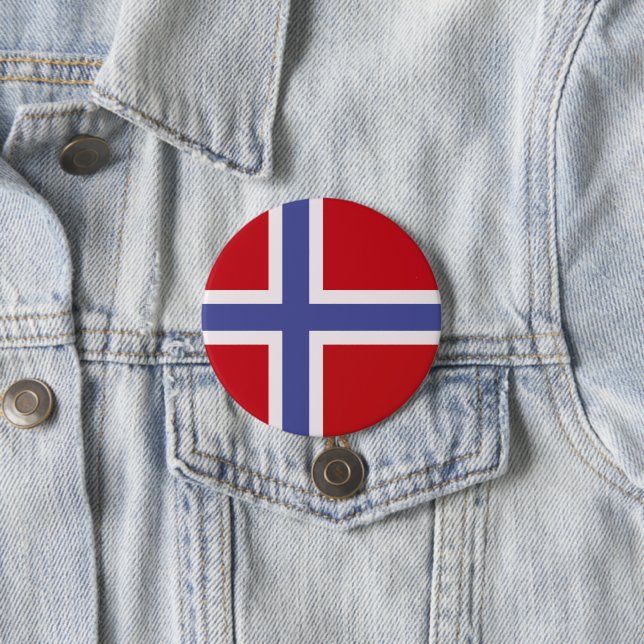 Badge Rond 7,6 Cm Drapeau norvégien (En situation)