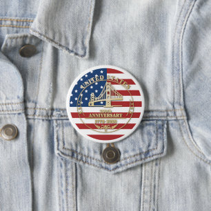 Badge Rond 7,6 Cm Drapeau patriotique du 250e anniversaire de la Por