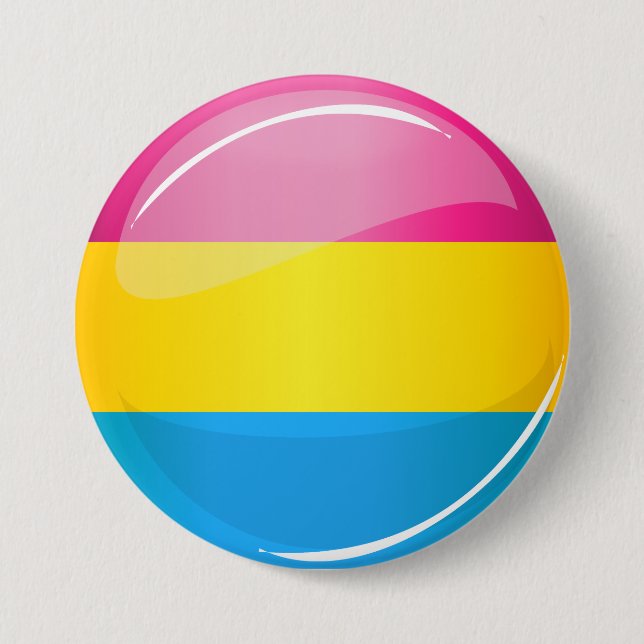 Badge Rond 7,6 Cm Drapeau rond brillant de la fierté Pansexual (Devant)