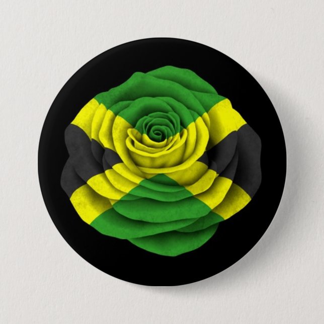 Badge Rond 7,6 Cm Drapeau rose jamaïcain sur le noir (Devant)