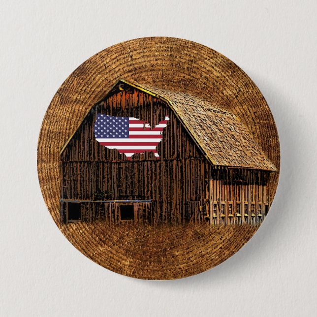 Badge Rond 7,6 Cm Drapeau rustique américain (Devant)