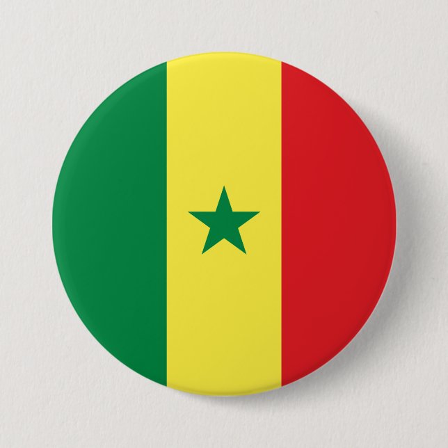Badge Rond 7,6 Cm Drapeau sénégalais (Devant)