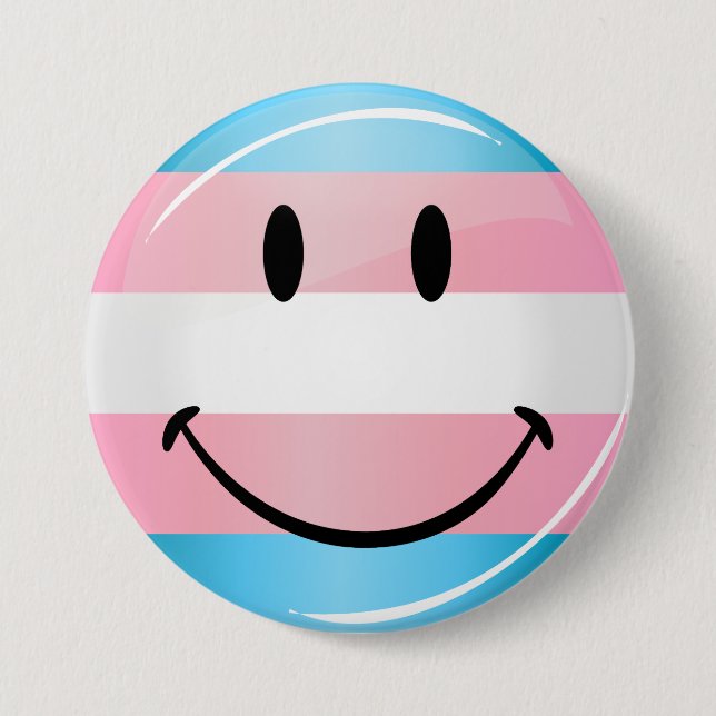 Badge Rond 7,6 Cm Drapeau souriant transgenre (Devant)
