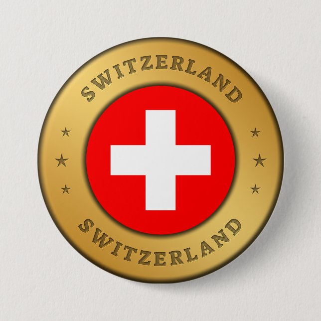 Badge Rond 7,6 Cm Drapeau Suisse (Devant)