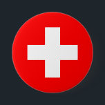 Badge Rond 7,6 Cm Drapeau Suisse<br><div class="desc">Drapeau Suisse</div>