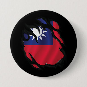 Badge Rond 7,6 Cm Drapeau Taïwan déchiré