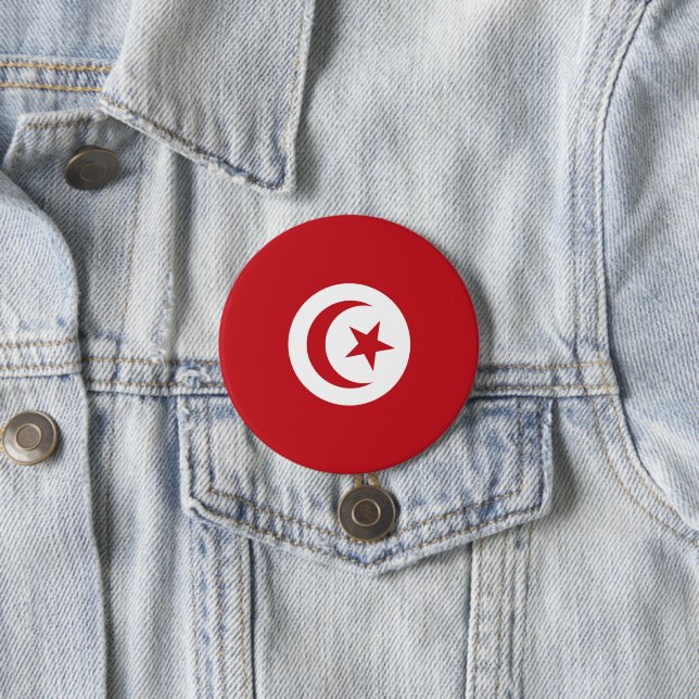 Badge Rond 7,6 Cm Drapeau tunisien (En situation)