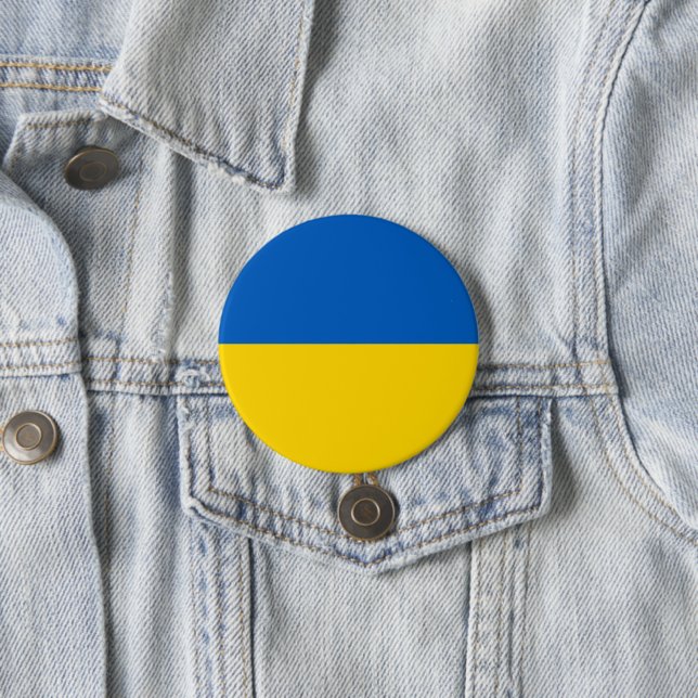 Badge Rond 7,6 Cm Drapeau ukrainien (En situation)