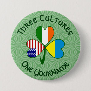 Badge Rond 7,6 Cm Drapeaux irlandais américains ukrainiens Trèfle Pe