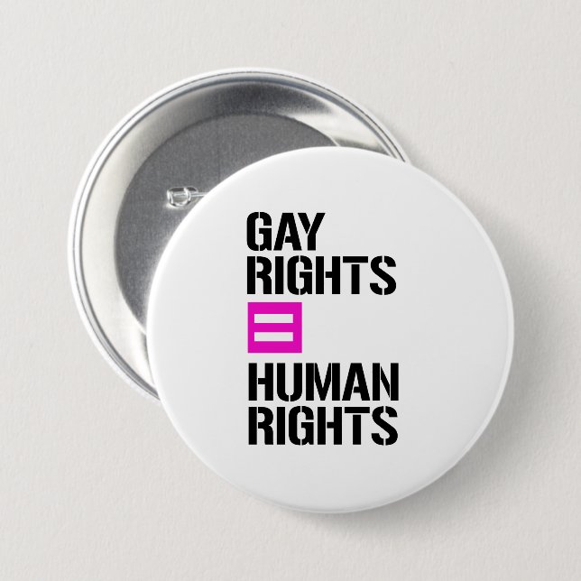 Badge Rond 7,6 Cm Droits des homosexuels égaux droits de l'homme (Devant & derrière)