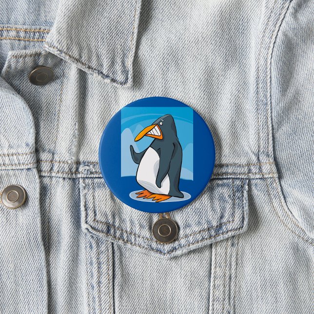 Badge Rond 7,6 Cm Drôle Angry Penguin Cartoon Cool (Créateur téléchargé)