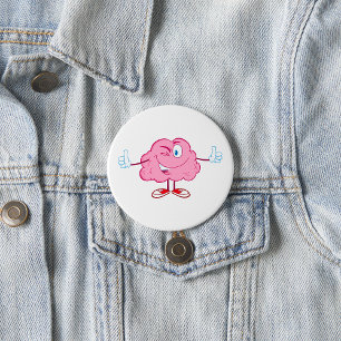 Badge Rond 7,6 Cm Drôle Cartoon Cerveau en train de Winking