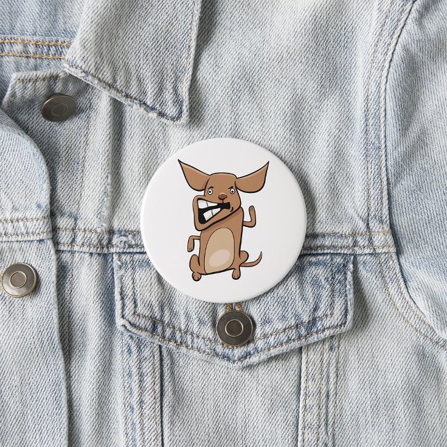 Badge Rond 7,6 Cm Drôle Cartoon fou chien Hilarious mignon animal an (Créateur téléchargé)