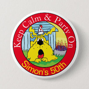 Badge Rond 7,6 Cm Drôle Chien HUH ! Fête d'anniversaire