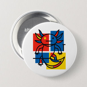 Badge Rond 7,6 Cm Drôle de motif d'art abstrait Axolotl Piet Mondria