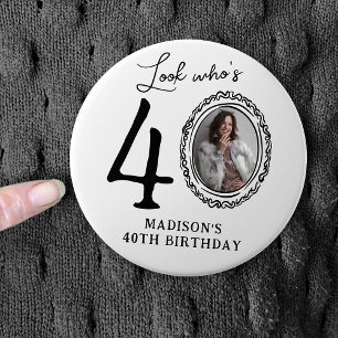 Badge Rond 7,6 Cm Drôle de regard qui a 40 ans ! Photo 40e anniversa