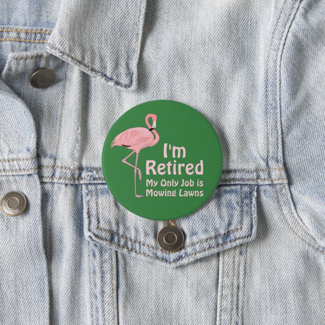 Badge Rond 7,6 Cm Drôle Flamant rose de pelouse retraite nouveauté c (En situation)