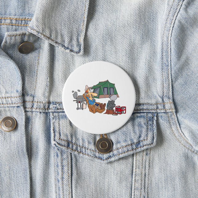 Badge Rond 7,6 Cm Drôle Glamping Cartoon Camping de luxe (Créateur téléchargé)