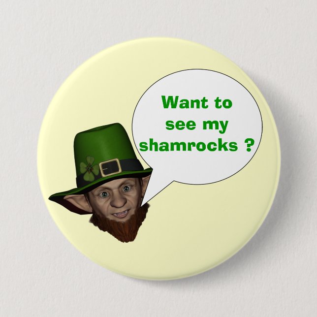 Badge Rond 7,6 Cm Drôle leprechaun irlandais (Devant)