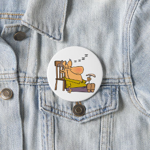 Badge Rond 7,6 Cm Drôle Sleepy Man Napping avec Sandwich