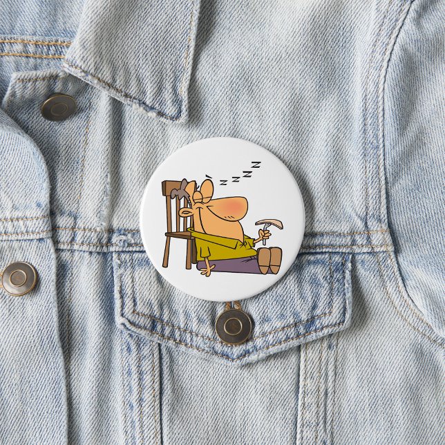 Badge Rond 7,6 Cm Drôle Sleepy Man Napping avec Sandwich (Créateur téléchargé)