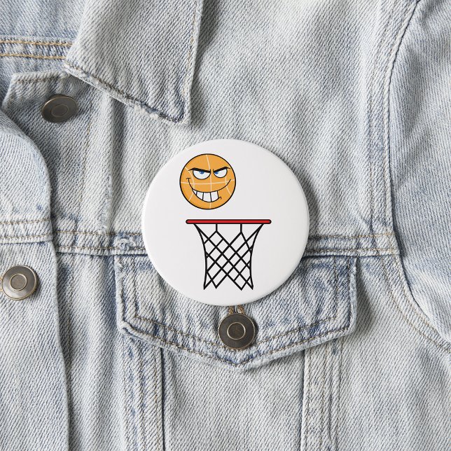 Badge Rond 7,6 Cm Drôle souriant Basketball visage Dunking (Créateur téléchargé)