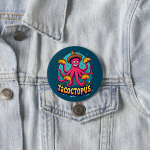 Badge Rond 7,6 Cm Drôle Taco Octopus Cartoon Alimentation Pun