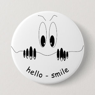 Badge Rond 7,6 Cm Drôle Yeux Curiosity - Sourire - Ajouter votre tex