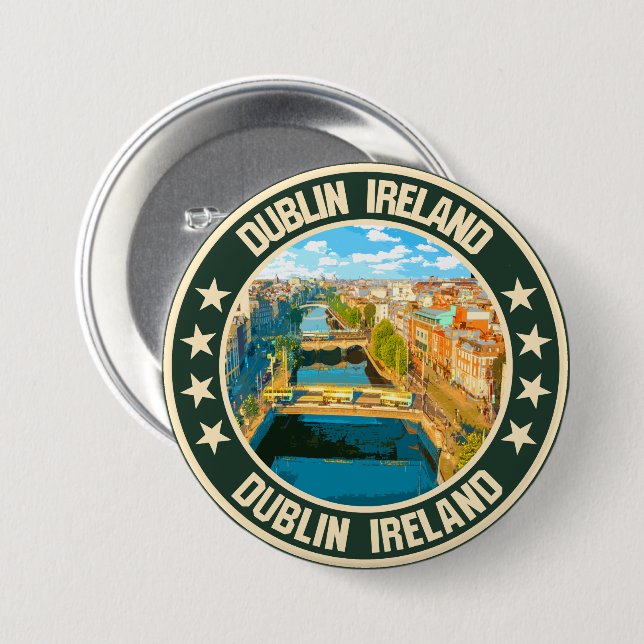 Badge Rond 7,6 Cm Dublin (Devant & derrière)
