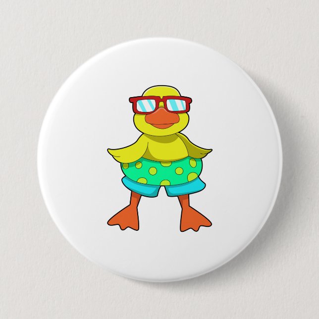Badge Rond 7,6 Cm Duck with Swim ring & Sung (Devant)