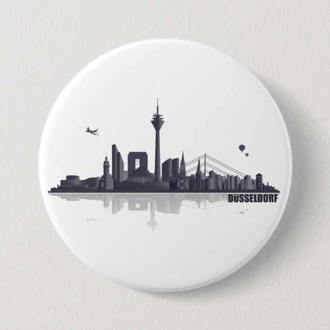 Badge Rond 7,6 Cm Düsseldorf Button / Feker / Pin (Devant)